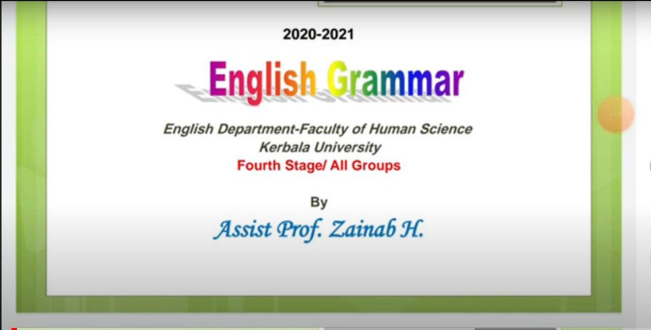 Read more about the article English video Lecture (Second Part) Prepared by Asst.prof. Zainab Hussein Alwan