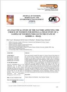 Read more about the article تدريسيان من كلية العلوم السياحية ينشران بحثا علميا مشتركا في مجلة عالمية